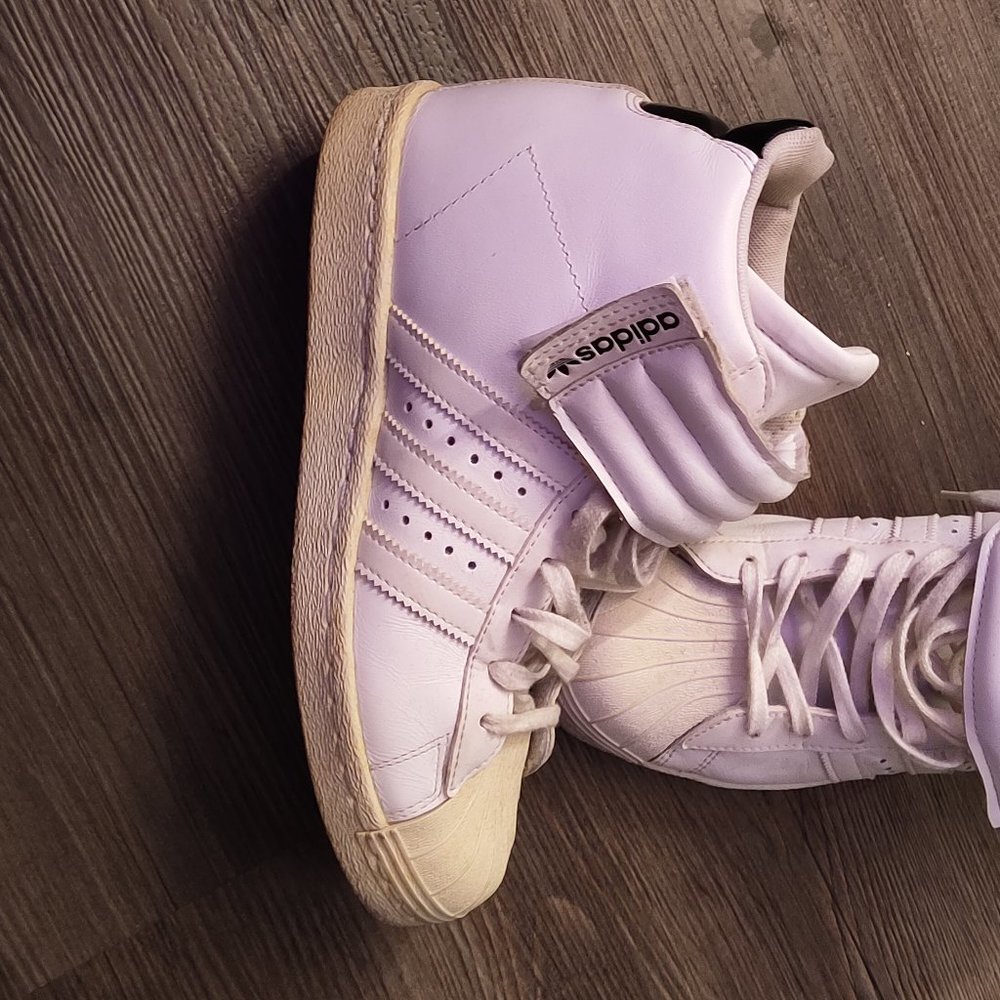 All star high top all white shell toe addidas